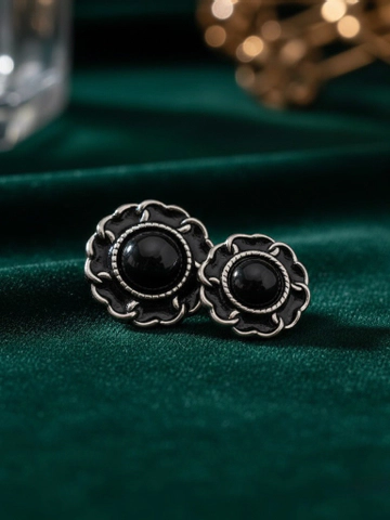 گیره مگنتی طرح گل مرواریدی مشکی