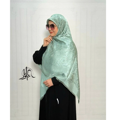 روسری نخ ابریشم ژاکارد لمه دار