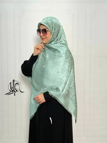 روسری نخ ابریشم ژاکارد لمه دار