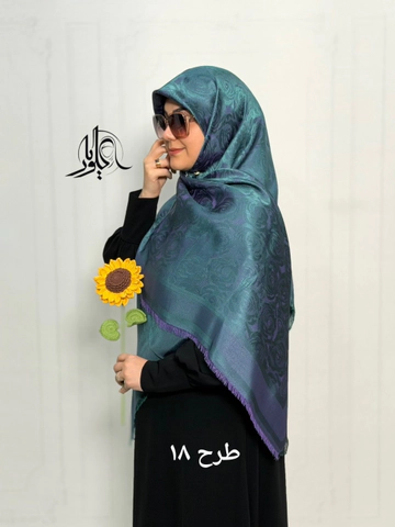 روسری نخ ابریشم ژاکارد لمه دار