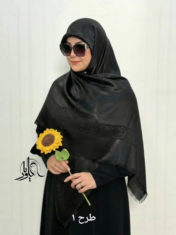 روسری نخ ابریشم ژاکارد لمه دار طرح هرمس