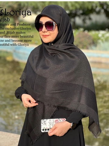 روسری نخی مشکی لمه دار