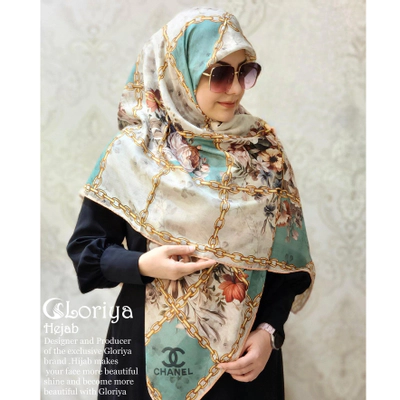 روسری نخ ترک اعلا چنل زنجیری فیروزه ای