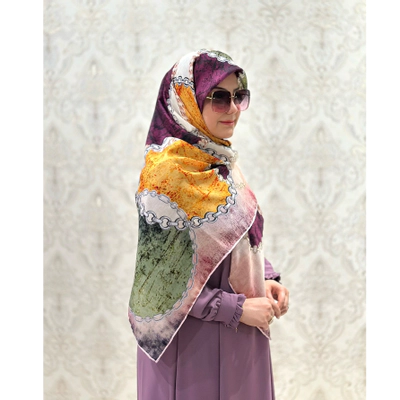 روسری نخی فوق اعلا طرح دایره های رنگی
