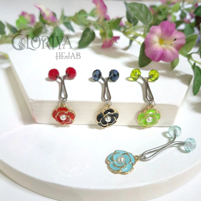 گیره آویزدار طرح گل مرواریدی