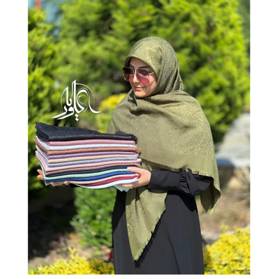 روسری نخ ابریشم ژاکارد اقتصادی طرح گل رز