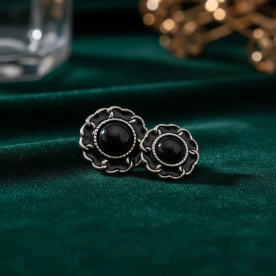 گیره مگنتی طرح گل مرواریدی مشکی