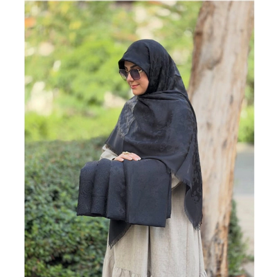 روسری نخ ابریشم ژاکارد نگین دار
