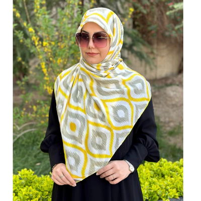 روسری نخی فوق اعلا طرح آنیل زرد
