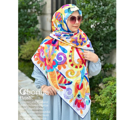 روسری نخی فوق اعلا طرح آبرنگی