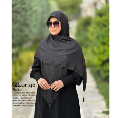 روسری مشکی پلیسه لمه دار پانچی