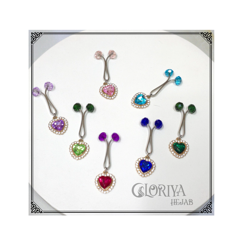 گیره آویزدار قلبی کریستالی