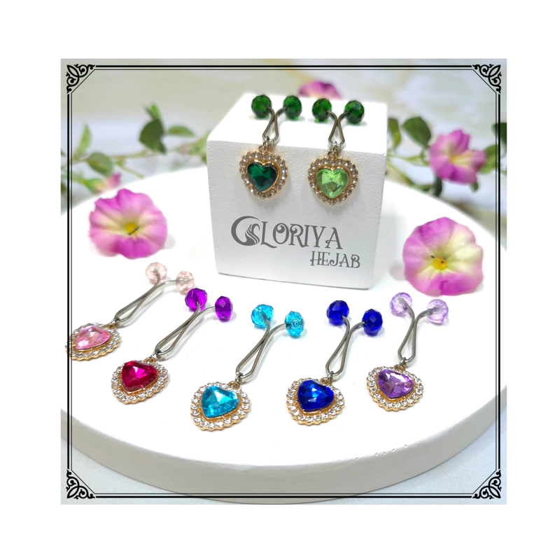 گیره آویزدار قلبی کریستالی